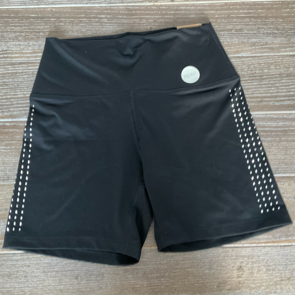 NWT Victorias Secret Pink Black Studded Pocket Biker Shorts